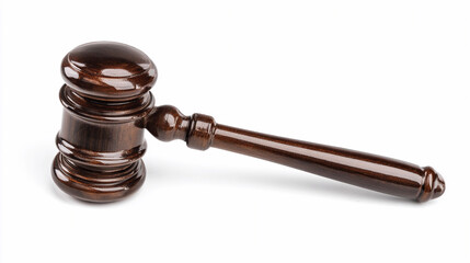 Wooden gavel placed on table in court setting during legal proceedings