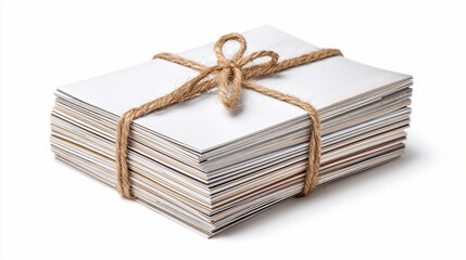 Stack of tied envelopes resting on a flat surface