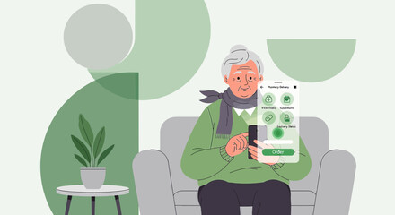 Senior woman using mobile pharmacy app for medications, demonstrating ease of healthcare access