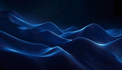 Blue digital waves flowing across dark abstract landscape
