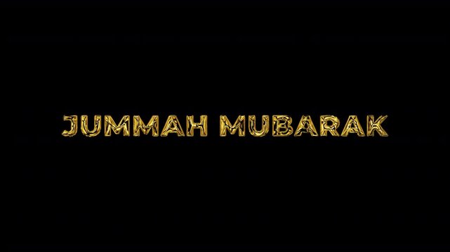 Jummah Mubarak animation text gold. motion text 4k video with alpha channel
