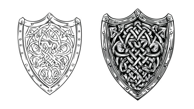 Professional Celtic Shield with Intricate Knot Details Silhouette Vector Art