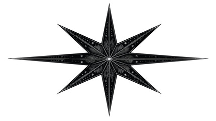 Fototapeta premium Elegant Christmas Star Black Silhouette Vector Art and Illustration