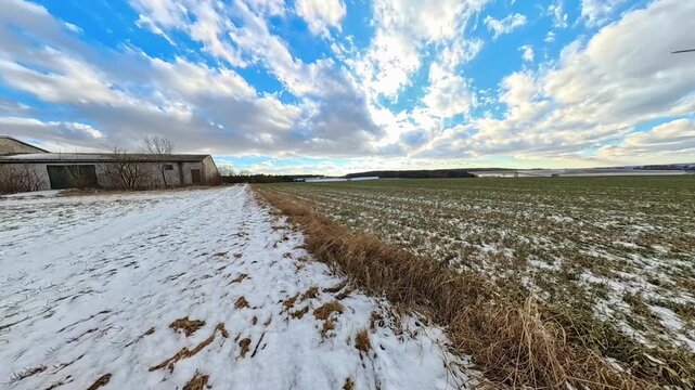 4K Timelapse video with moving clouds and wind power plants near Kugl, Simbach bei Landau, Dingolfing-Landau, Bavaria, Germany