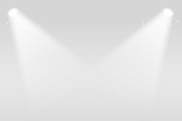 Projector light effect isolated on transparent background. Vector glow stage spotlight. Shine spot beam template.