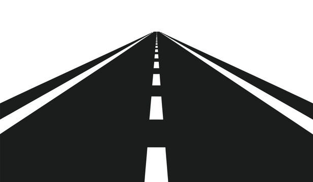 A straight road vanishing into the distance a black and white perspective