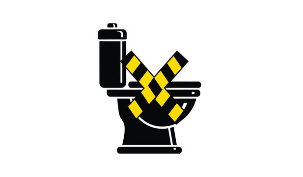 Caution Toilet out of order with hazard warning tape illustration