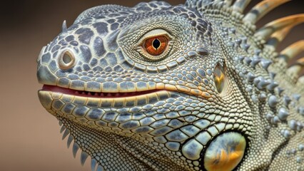 Fototapeta premium Close up portrait of a green iguana reptile