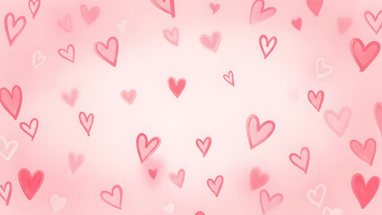 A pink background with a multitude of small hearts scattered throughout