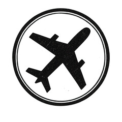 Obraz premium PNG Airplane silhouette in circular emblem.