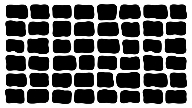 Black irregular shaped rectangles arranged in a brick pattern, abstract graphic resource, vector art illustration, seamless texture background