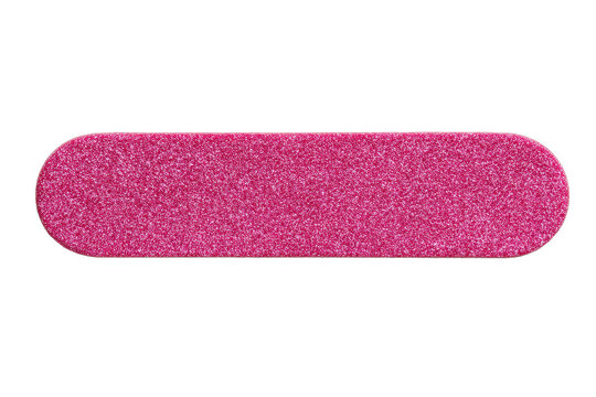 Pink nail file with rounded ends, smooth abrasive surface texture, and slim manicure tool profile isolated on transparent background.

