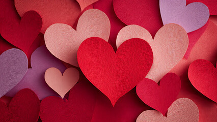 Paper cut layered heart background with clean copy space in soft pastel tones