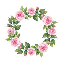 Naklejka premium Pink rose wreath isolated on transparent background