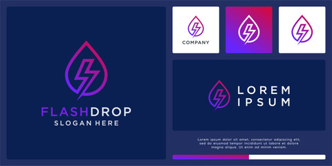 Flash drop logo design for power, water, drink. © cre_ART_ive