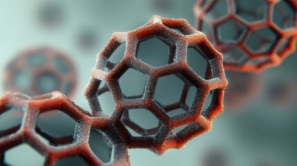 Abstract molecular structure with hexagonal grid