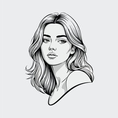 Elegant Female Portrait Line Art