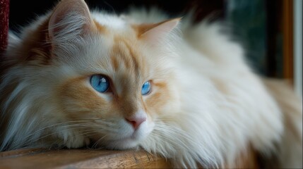 Beautiful cat with striking blue eyes