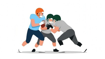 Fototapeta premium American football game action with players wearing helmets and protective gear