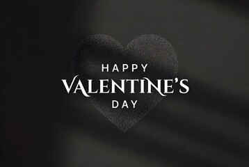 A heart shape made of tiny white dots glows softly on a dark surface with valentine greeting text.