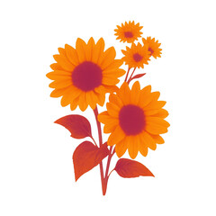 Fototapeta premium PNG Vibrant sunflowers with artistic flair.