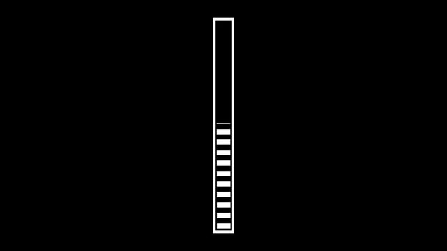 White vertical progress bar animation with segments on black background 4k with alpha channel loading