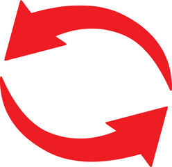 Red and white 3D circular arrow icon symbolizing direction and flow