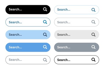 Set of search bars, internet searching bar, web search bar, social media search bar icon, search button, 