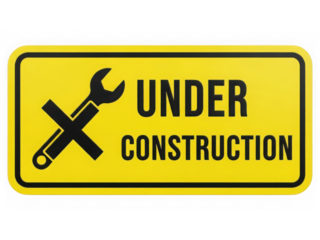 Under construction sign isolated on transparent background