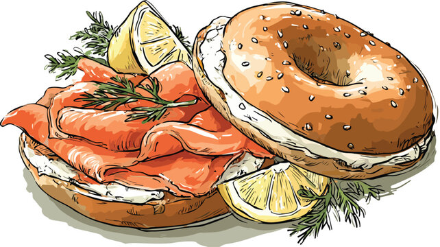 Bagel and Lox Clipart Vector Art and Illustration: A Delicious Visual Treat