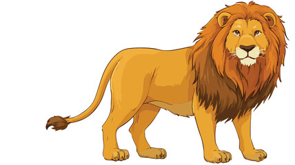 Obraz premium Adorable Cartoon Cute Lion on White Background Vector with Outline