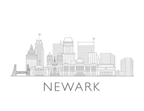 Newark New Jersey cityscape illustration skyline drawing
