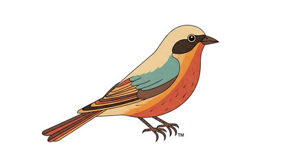 Obraz premium Colorful bird with retro 1970s style isolated on a transparent background