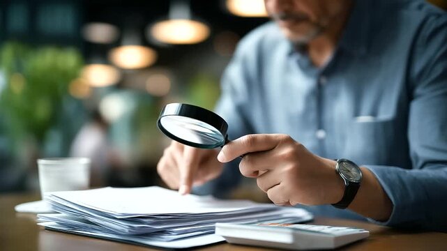 Accountant reviewing audit documents with quality checklist assessment management system business evaluation process document verification protocol online quality inspection