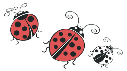Obraz premium Charming red ladybugs with black spots gracefully fly through the air a lovely silhouette