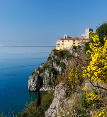 View of Duino Castle from the Rilke Trail in spring