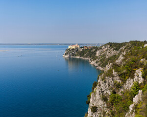 View of Duino Castle from the Rilke Trail in spring