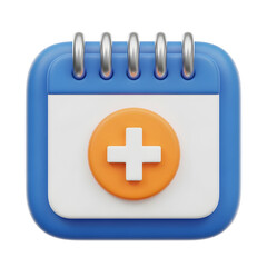 Obraz premium blue calendar icon with orange plus symbol on white page on transparent background