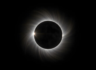 Total solar eclipse featuring the luminous diamond ring effect and solar corona
