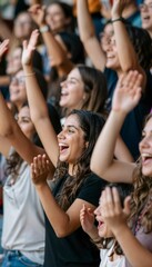 Fototapeta premium Excited Women Cheering from Sidelines at Outdoor Sports Event