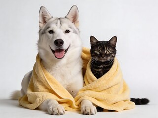 Sweet Animal Friendship Portrait Isolated on Background