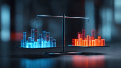 Balance Scales with Digital City Scapes