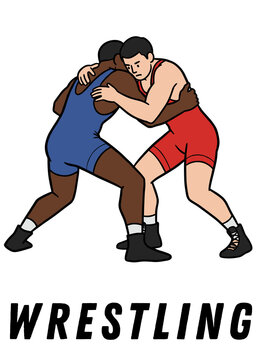 Wrestling Match Illustration &ndash; Grappling Combat Sport