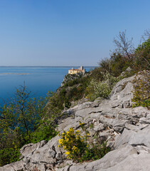 View of Duino Castle from the Rilke Trail in spring