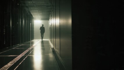 Man Walking in Data Center