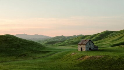 Old Barn in Green Rolling Hills