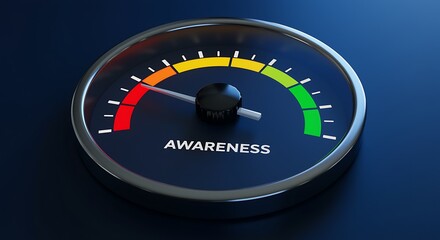 Awareness meter gauge with colored zones and needle indicator