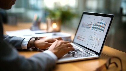 Corporate audit and financial review concept businessman analyzing data reports on laptop auditing practices examination business performance evaluation compliance and strategi - Powered by Adobe