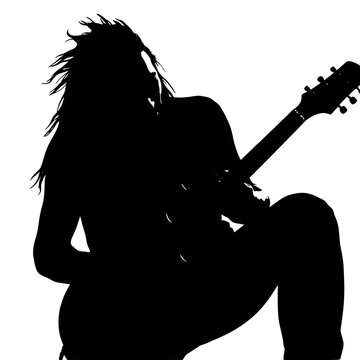 Headbanging Guitarist Silhouette