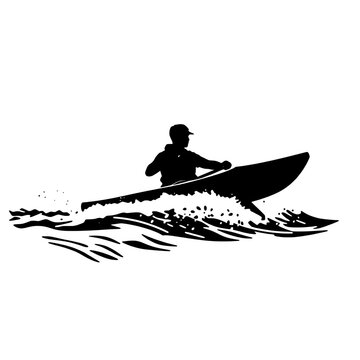 Kayaker Navigating Rapids Silhouette